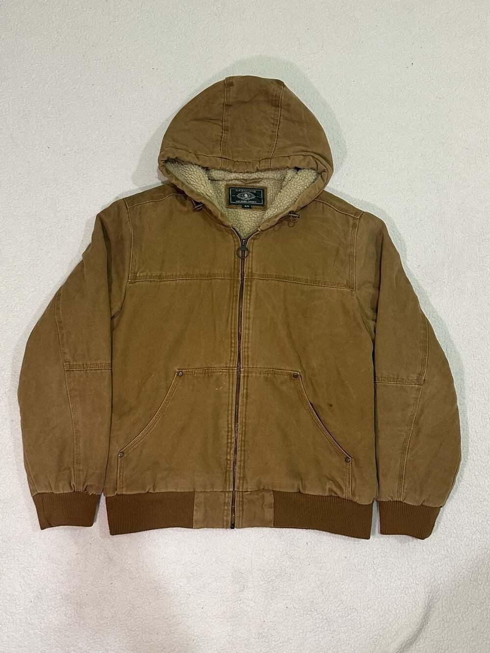 G.H. Bass & Co. Sherpa Lined Canvas Hooded Work Jacket Size M